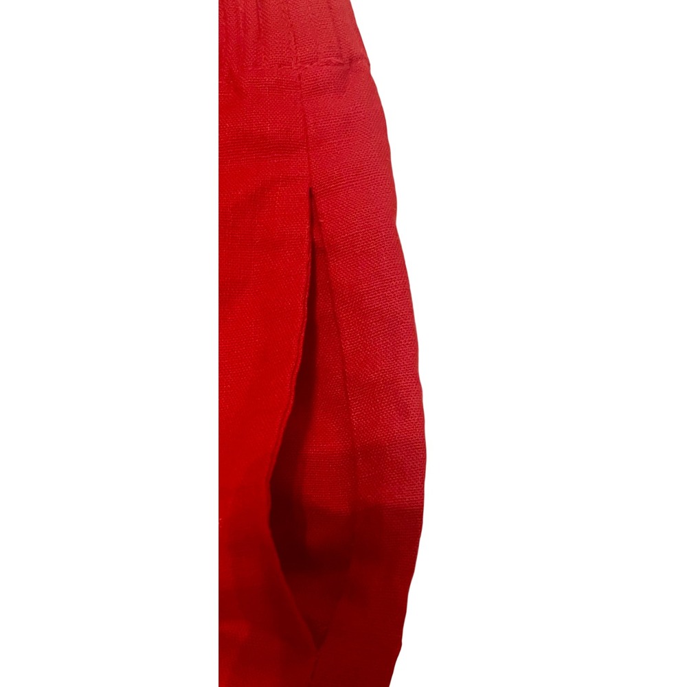 J.Crew Red Scalloped Hem Linen Cotton Blend Mini Skirt Size 12 Pockets - Picture 7 of 10